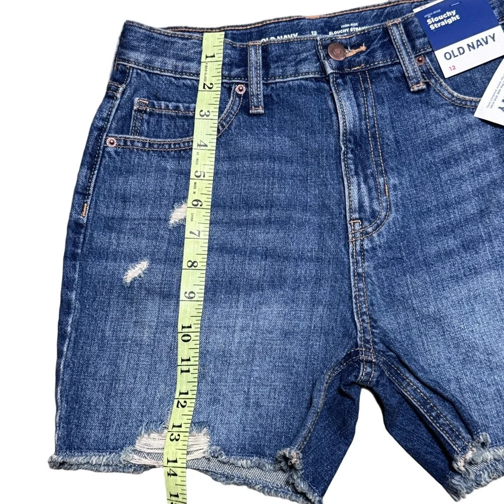 Old Navy High-Rise Slouchy Straight Distressed Denim Shorts Girl Size 12